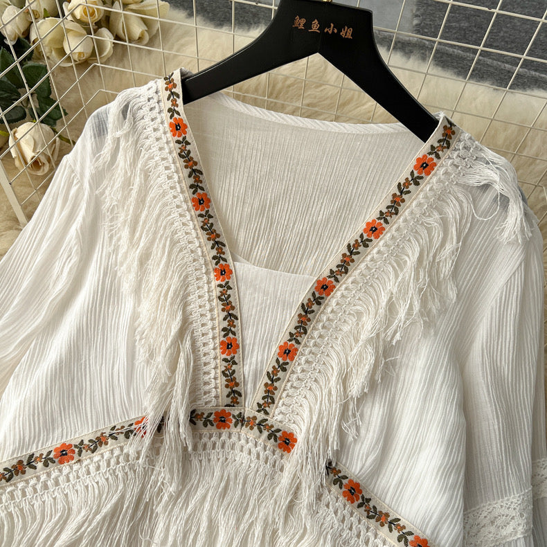 Asiana Fringe Lace Maxi Dress